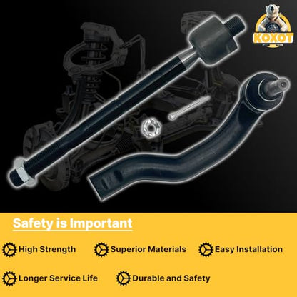 4pcs Front Inner & Outer Tie Rod Ends Kit Fit for Toyota Rav4 2006 2007 2008 2009 2010 2011 2012 2013 2014 2015 2016 2017 2018 | Replaces ES800053 ES800054 EV800328 - size: EV800328 X2 ES800053 ES800054