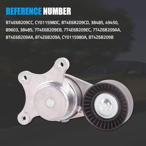 Belt Tensioner Assembly with Pulley Compatible with Ford Edge 3.5L V6 - size: BT4E-6B209-CC