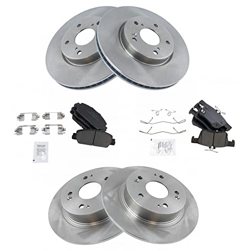 TRQ Front and Rear Brake Pad and Rotor Set Ceramic Vented Solid Rotors - style: BKA65582