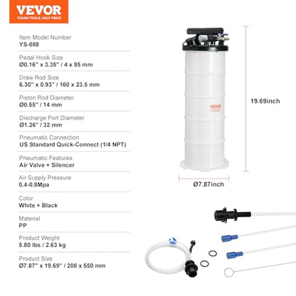 VEVOR 6.5L Pneumatic/Manual Oil Extractor Pump, Fluid Extractor Pump - style: 6.5L Pneumatic/Manual