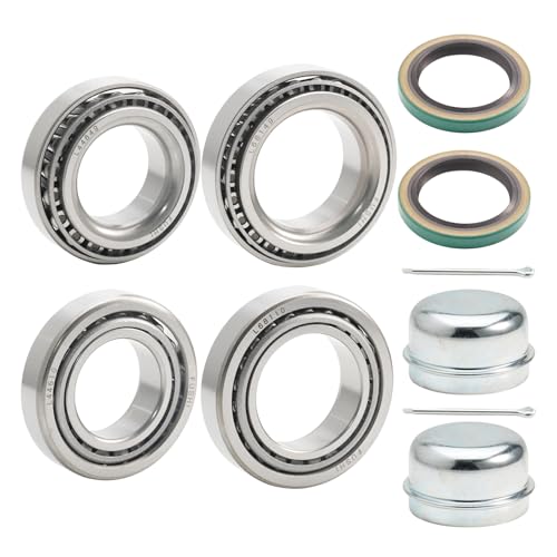 2 Set Fits for 1-3/8'' 1-1/16'' Axles Trailer Wheel Hub Bearings Kit, L44649/10 L68149/10,171255TB Seal OD 1.719'', Dust Cover and Cotter Pin.