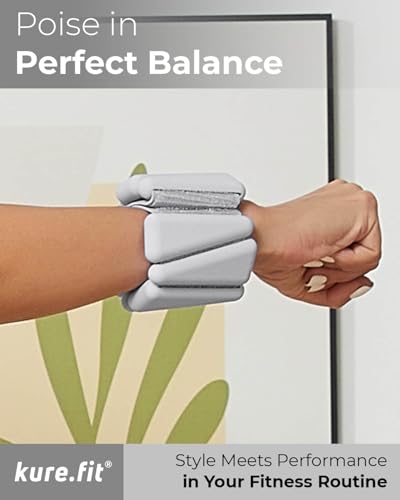 Pilates Wrist & Ankle Weights | Adjustable Weighted Bangles | 1/2/3LB Each - color: Gray, size: 1 LB