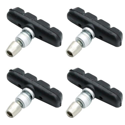 2 Pairs Bike V Brake Pads with Hex Nuts Hex Wrench for Mountain Bike, Road Bicycle, MTB, BMX