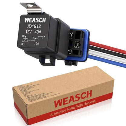 12V 40A 4-Pin SPST Waterproof Relay and 14AWG Harness Kit - size: 12V 4Pin