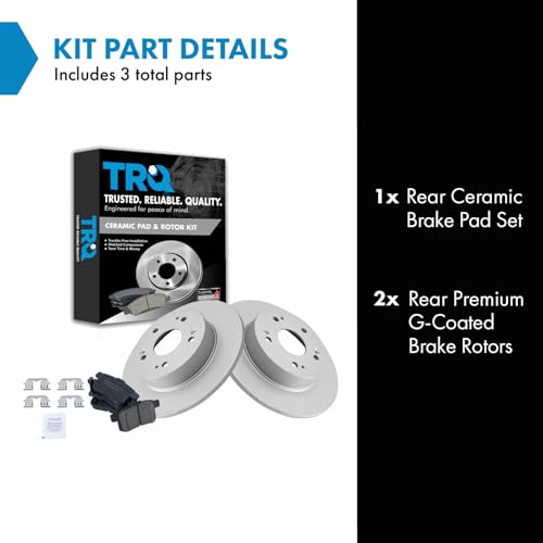 TRQ Rear Brake Pad and Rotor Set Ceramic Solid Rotors 11.1 in 5-Lug - style: BKA14741