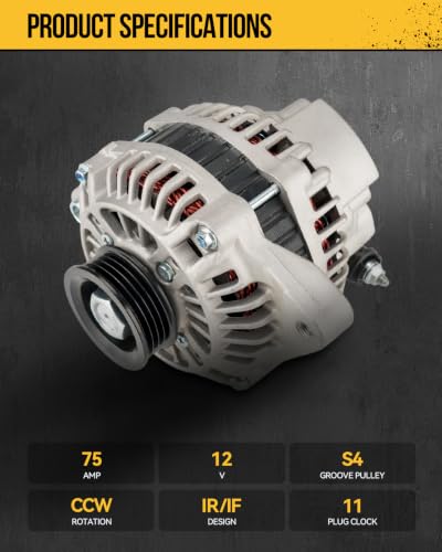 KAC Automotive Replacement Alternator for Honda Compatible with Honda,1996-2000 Civic SOHC,1996-1997 Civic del Sol SOHC Replace 13649 OEM Design,75 Amp,13649N