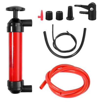Car Siphon Fluid Transfer Pump, Multi-Use Manual Siphon Fuel Transfer Pump Kit with Air Hose, Portable Hand Inflation Pumps Fluid Extractor for Gas Oil Gasoline Water