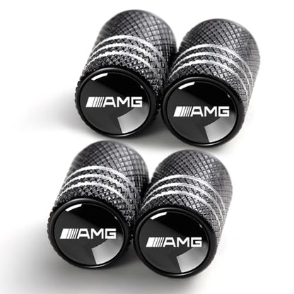 Tire Valve Stem Caps for Mercedes Benz AMG Metal Car Wheel Air caps Auto Valve Stem Caps Accessories 4 Pack Black - color: Black-9