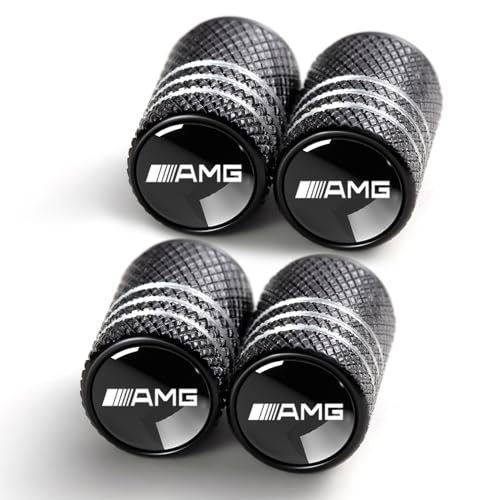 Tire Valve Stem Caps for Mercedes Benz AMG Metal Car Wheel Air caps Auto Valve Stem Caps Accessories 4 Pack Black - color: Black-9