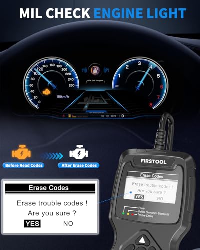 Car OBD2 Scanner, FIRSTOOL OBD2 Scanner Diagnostic Code Reader Tool with I/M Readiness, Battery Tester, Check Engine Light with Reset, OBDII/EOBD Car Diagnostic Scanner for All Vehicles After 1996