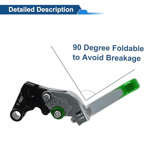Short/Long Brake Clutch Levers for Yamaha YZF-R7 21-25 6 Position - color: Titanium Handle Green End