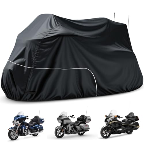 Motorcycle Cover Heavy Duty 300D Waterproof for Touring Ultra - color: Black