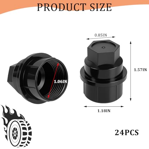 Car Wheel Lug Nut Covers, 24PCS Dustproof Vehicle Tire Hub Screw Exterior Protection, OEM# 15646250 Auto Lug Nut Cap Decoration Replacement, Compatible with Savana Escalade Yukon