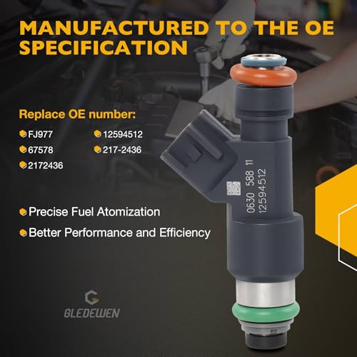FJ977 Fuel Injector Set 8Pcs 4Holes, Compatible with 2007-2009 Chevrolet GMC Tahoe Suburban Avalanche Silverado Express 1500 Yukon Savana 1500 Sierra 1500 5.3L V8 Engine, Replace# 217-2436