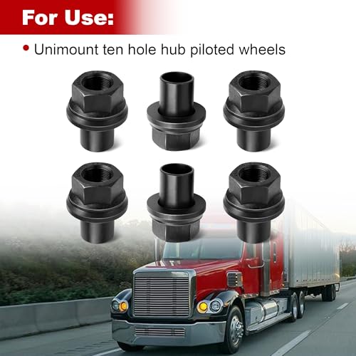 6PCS Two Piece Wheel Nuts, 28mm Sleeve Flanged, M22x1.5, 33mm Hex