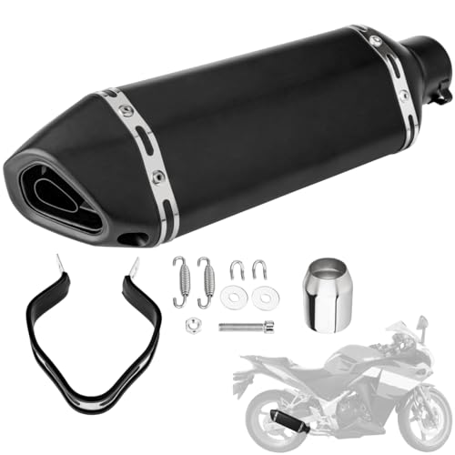 Universal Motorcycle Exhaust Muffler with Removable DB Killer, 1.5-2" Inlet, 38-51mm Diameter, Matt Black (Matt Black) - color: Matt Black