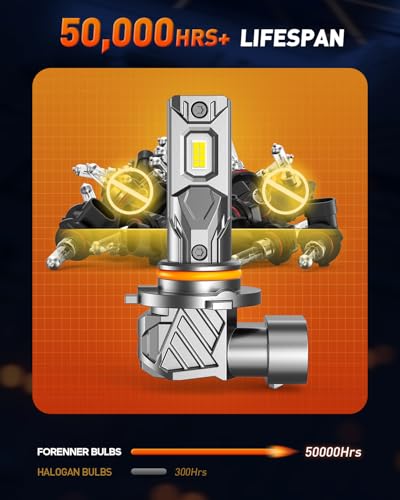 FORENNER 9005/HB3 Light Bulbs, 900% Brighter 6500K Cool White - size: 9005