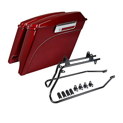 TCMT 5" Stretched Red Saddlebags Conversion Bracket - Fit For Harley Softail Heritage Deluxe Models 1984-2017 (Except Deuce & Slim Models) - color: Black Conversion Brackets, size: Style B Red