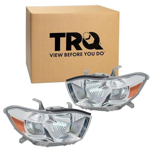 TRQ 2 Piece Headlight Assembly Set Chrome Bezel Driver & Passenger Side - style: HLA88573