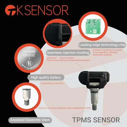 TPMS Sensor Compatible with Mercedes-Benz, AMG, Smart, and Freightliner Sprinter – 433MHz Tire Pressure Monitoring System – Replaces #A0009050030, A0009057200, A0009053907, A0009054204 (4 Packs)