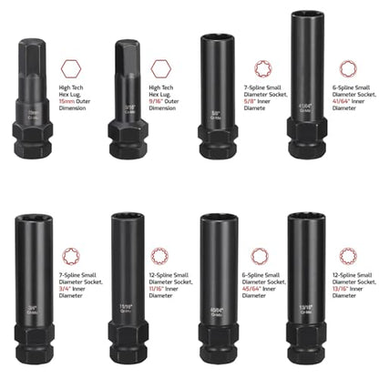 16-Piece Locking Lug Master Key Set, SAE and Metric Wheel Lock Removal Kit for Removing Lock Lug Nuts on Aftermarket Wheels