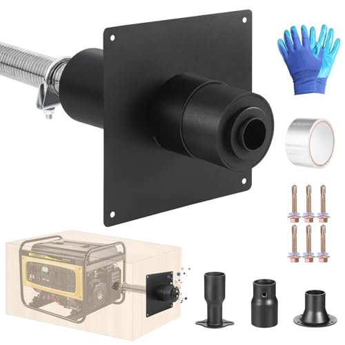 Generator Exhaust Extension Kit, Generator Silencer Kit with Three Adapters, Generator Muffler Silencer Kit (Must Be Used in Shed Box) Exhaust Noise Reduce 80% (Black, 25.51" Flexible Hose)