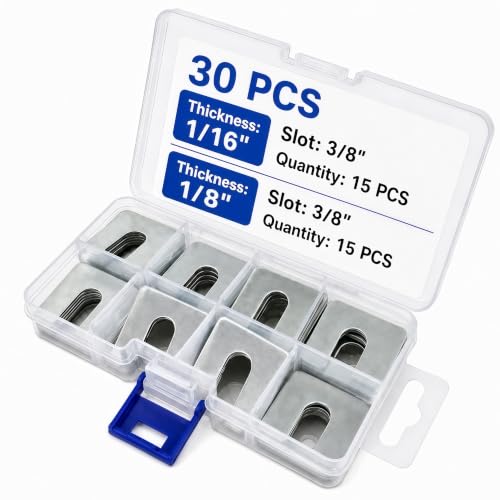 30Pcs Auto Body Alignment Shims Kit – 1/16 Inch and 1/8 Inch Thick Fender Shims with 3/8 Inch Slot – Universal Automotive Alignment Spacers for Car Truck SUV Body Panel Door Hood Gap Adjustment