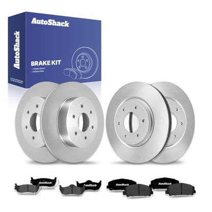 AutoShack Front Vented & Rear Solid Brake Rotors & Premium Pads - style: Brake Rotor & Premium Pad