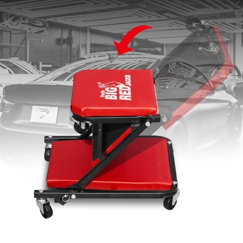 Big RED ATR6036ZER 36" Foldable Z-Creeper Seat: 2-in-1 Garage Shop Creeper for Auto Repair with 6 Wheels, 300 Lbs. Capacity - Red - style: Foldable Z-Creeper