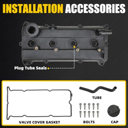 Engine Valve Cover Compatible with 2002-2006 Altima Sentra Altima SE-R 2.5L Replace 132643Z001 132644Z001 264-982 - color: Black (Plastic)