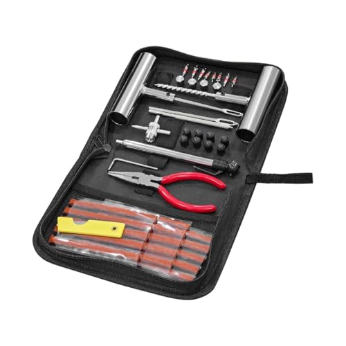 46PCS Car Tire Repair Kits, Heavy Duty Automotive Tire Plug Flats Patch Repair Tools Box Assortment to Fix Punctures, Vehicle Tubeless Patch Repairing Set, Universal Fit - size: 46PCS/Set