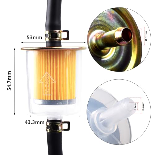5pcs 5/16” Universal Fuel Filters with 10pcs 8mm Hose Clamps Gas Inline Fuel Filter for Motorcycles, Cars, Trucks