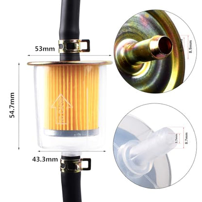 5pcs 5/16” Universal Fuel Filters with 10pcs 8mm Hose Clamps Gas Inline Fuel Filter for Motorcycles, Cars, Trucks