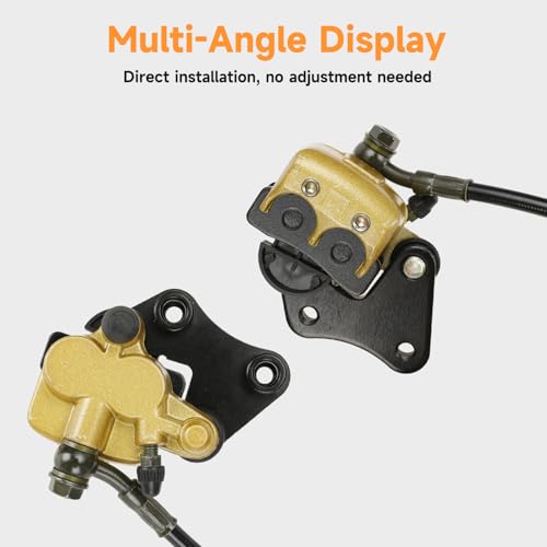 FVRITO Front Disc Hydraulic Brake Master Cylinder Caliper Assembly and Pads for 50cc 70cc 90cc 110cc 125cc SSR Apollo RFZ Taotao Coolster SDG 107 Thumpstar Pitster Pro DHZ Chinese Pit Dirt Bike Parts - color: Black+Gold