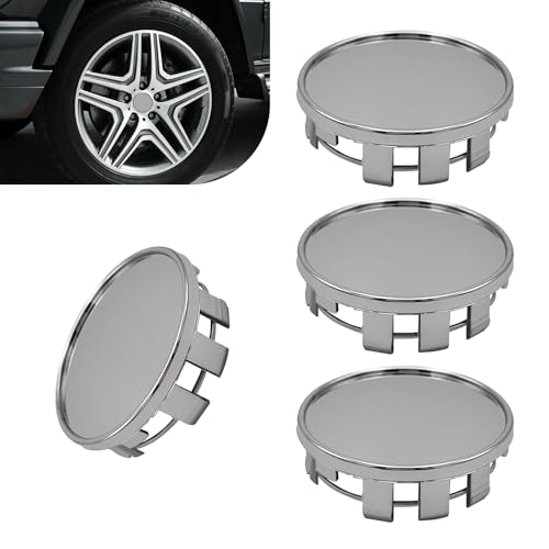 4 PCS Car Wheel Hub Center Cap, Snap-in Tight Fit Wheel Center Hub Cap Cover, Center Caps with 2.1" Outer Diameter and 1.96" Inner Diameter, Applicable to Some Car Models (Silver) - color: Silver