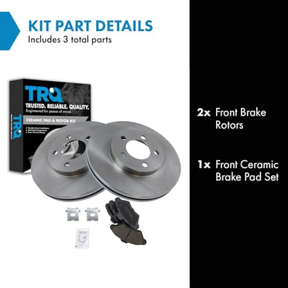TRQ Front Brake Pad and Rotor Set Ceramic Vented Rotors - style: BKA10809
