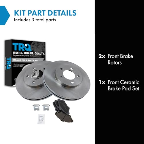 TRQ Front Brake Pad and Rotor Set Ceramic Vented Rotors - style: BKA10809