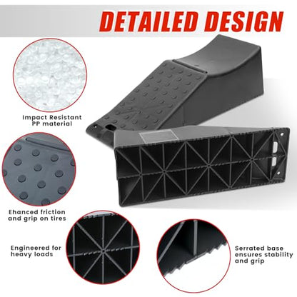 MaxxHaul 50979 Tandem Trailer Ramp (1Pc) – 5.5" Lift Height, 20,000 lbs Capacity, Non-Slip Durable PP Construction – Ideal for RVs, Campers, Trailers, and Tire Maintenance