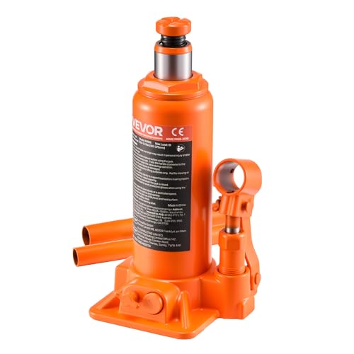 VEVOR Hydraulic Bottle Jack, 6 Ton (13227.6 lbs) Capacity, 7.7-14.8 Inch Lifting Range, Heavy Duty Welded Bottle Jack for Car, SUV, Pickup, Auto Repair, House Lift and Agricultural Equipment, Orange - size: 6T