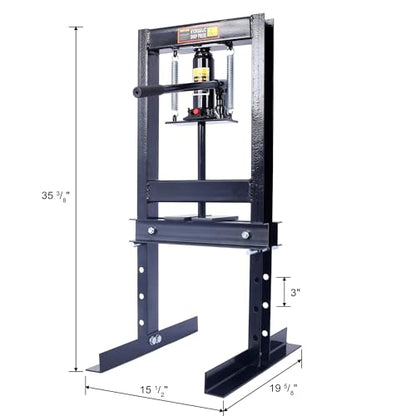 6 Ton H-Frame Hydraulic Shop Press, Adjustable Garage Floor Press with Press Plates, Overload Protection for Automotive Repair & Metalworking, Black