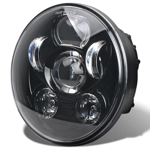 5.75 Inch 6-Lens LED Headlight Fits for Harley Sportster Dyna Softail - color: Black