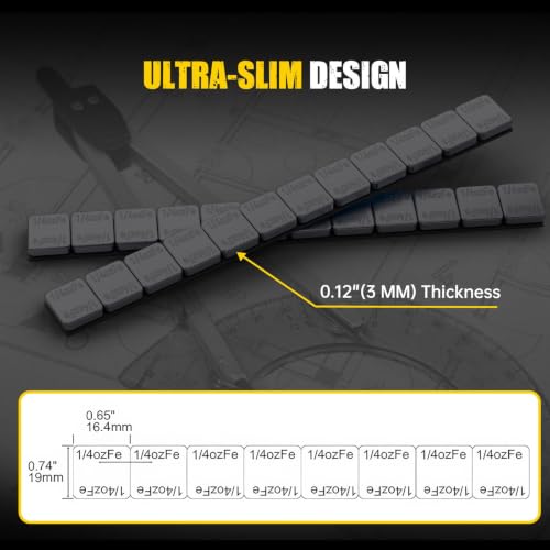 MIKKUPPA 1/4oz Adhesive Stick on Wheel Weights, Black 0.25oz, 60oz/Box - color: Black, size: 240 PCS