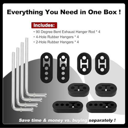 12PC Universal Exhaust Hangers Kit for Car Truck Custom Exhaust - size: 12-Pack Universal Exhaust Hanger Kit