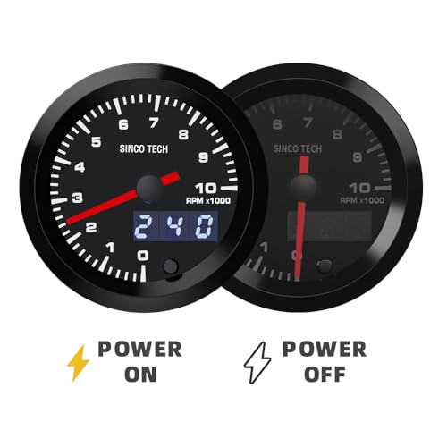 52mm RPM Gauge Car Tachometer Digital Display Pointer 7 Colors Backlight 12V Universal Gauge Kit…… (Tacho Gauge) - style: Tacho Gauge
