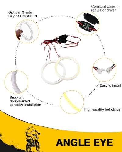 Qasim 2 Pcs White 80MM Car Angel Eyes Halo Rings COB Light Circle Ring LED Fog Light Bulbs DRL Lamp with Plastic Cover 12V 24V - size: 80MM-white