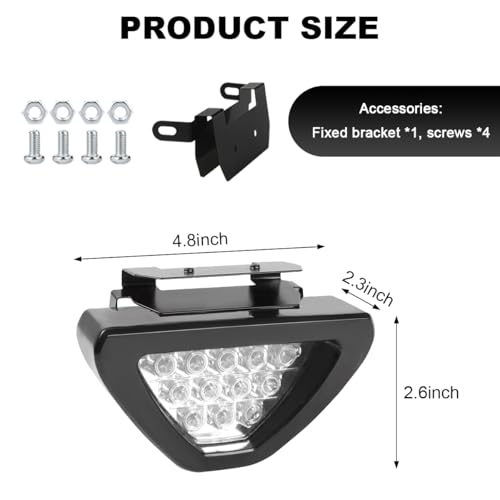 Car F1 Style Brake Light, 12V Super Bright Waterproof Triangle Rear Fog LED Lights Tail Flash Lamp, F1 Style Warning Strobe Third Stop Light for Motorcycle ATV Truck SUV (White) - color: White