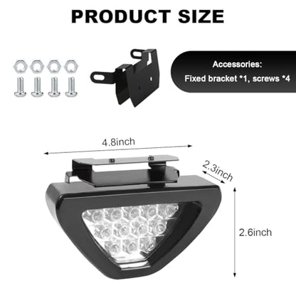 Car F1 Style Brake Light, 12V Super Bright Waterproof Triangle Rear Fog LED Lights Tail Flash Lamp, F1 Style Warning Strobe Third Stop Light for Motorcycle ATV Truck SUV (White) - color: White