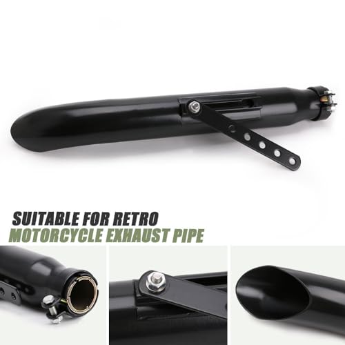 Baking Paint Universal Motorcycles Slash Cut Exhaust Tip Muffler Pipe for 1-3/8", 1-1/2"(1.5 inch), 1-5/8" and 1-3/4"(1.75 inch) Chopper Cafe Racer Loud black(one piece)