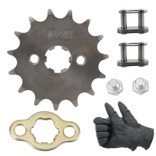 428-15T 17mm Motorcycle Front Engine Sprocket Whit Chain Links Kit Replacment for 50cc 70cc 110cc 125cc 150cc Dirt Pit Mini Pocket Bike ATV 4 Wheeler Moped Go Kart - size: 15T