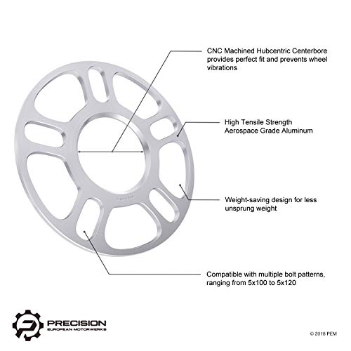 2pcs 3mm Hubcentric 5x4.5 and 5x4.75 Wheel Spacers (70.5mm bore) Compatible with Ford Cadillac Lincoln Mazda Chevy GMC Pontiac (5x114.3 and 5x120.7)